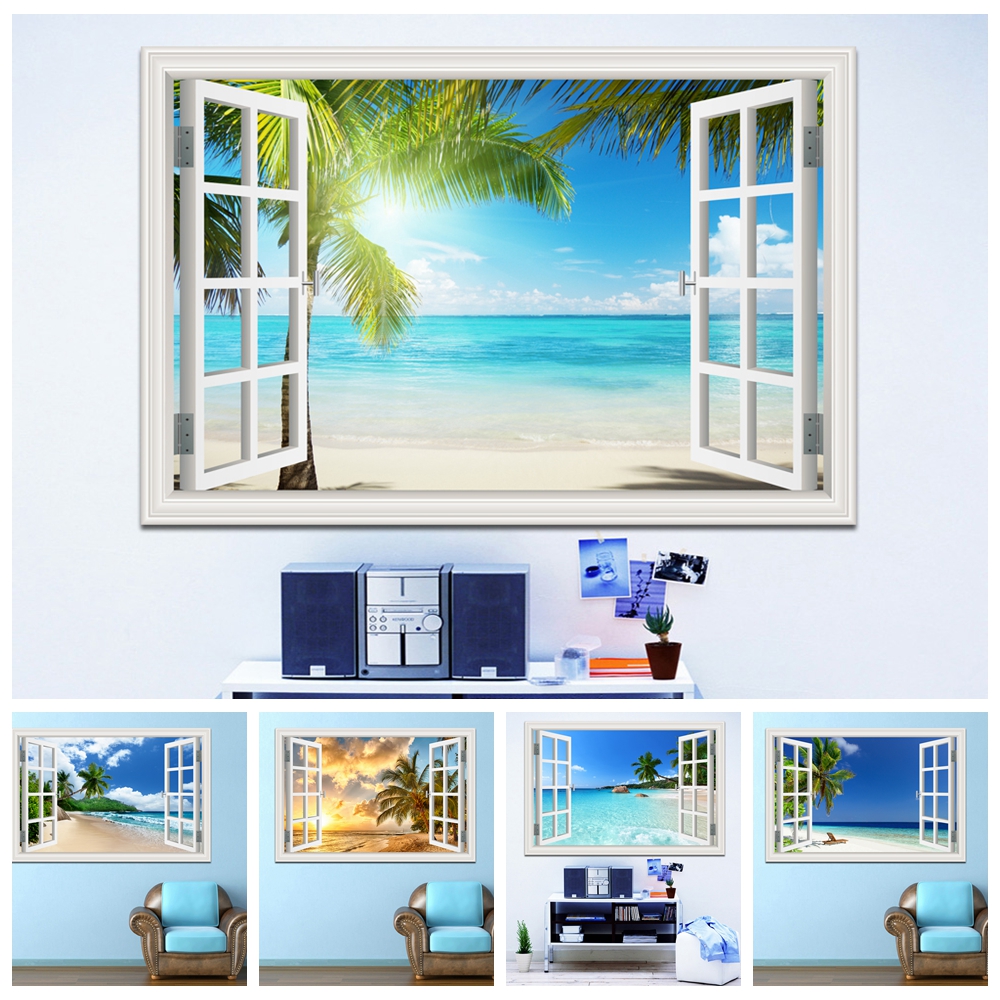 3D Beach Window View Wall Stic - Mct Oil Coconut のレビューと価格