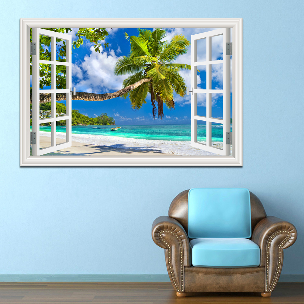 3D Beach Window View Wall Stic - Mct Oil Coconut のレビューと価格