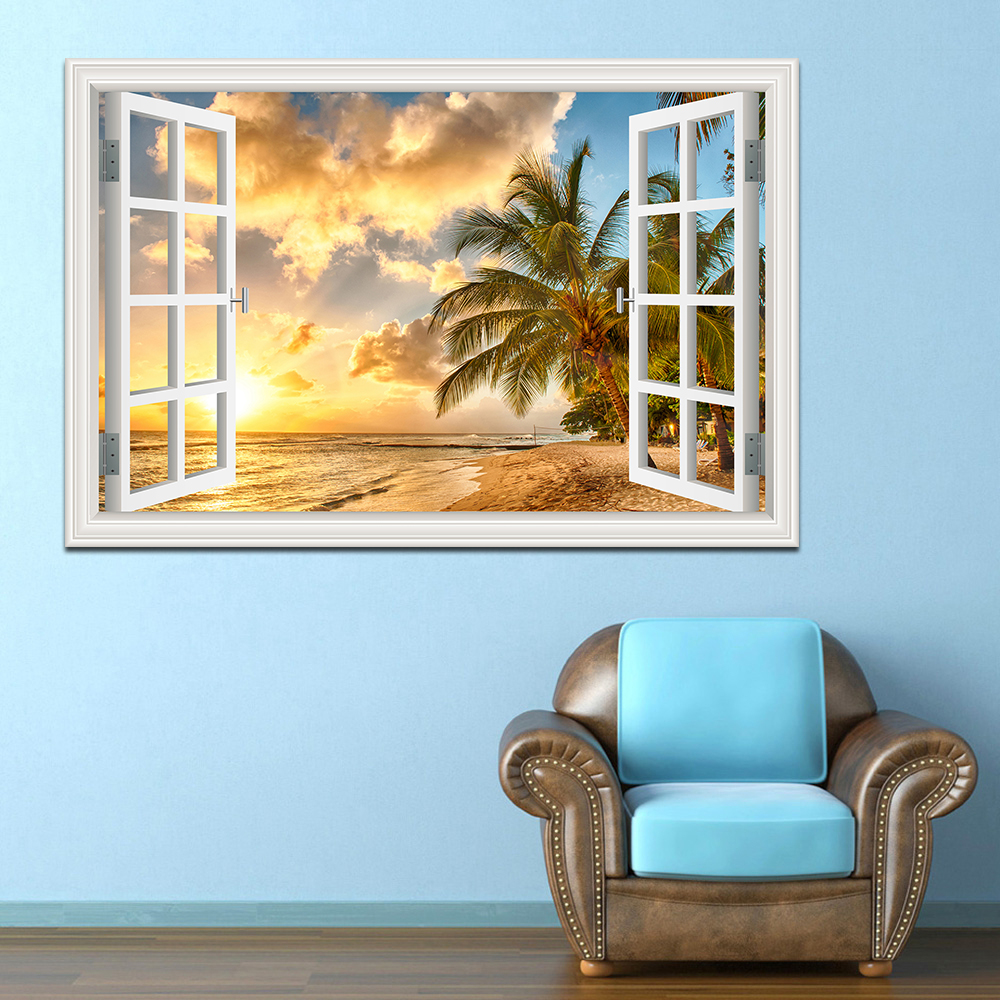 3D Beach Window View Wall Stic - Mct Oil Coconut のレビューと価格