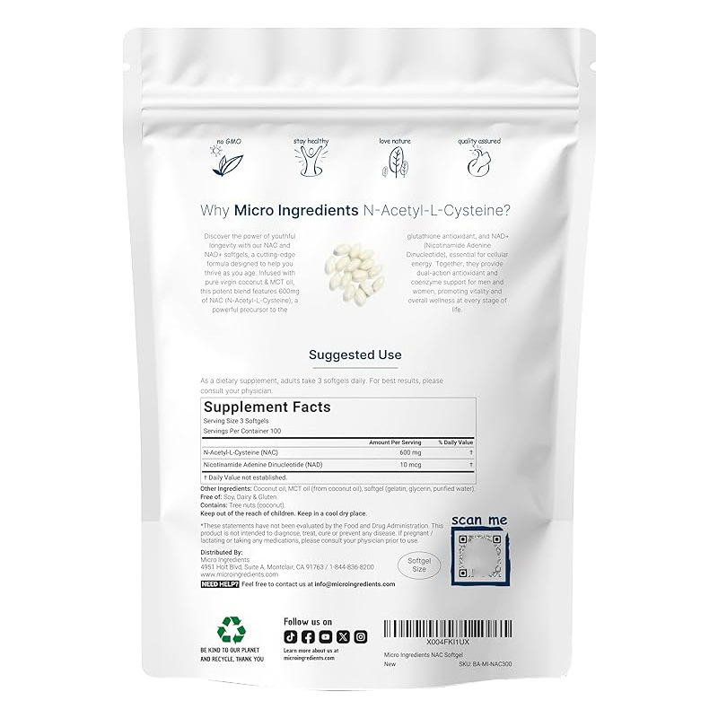 NAC 600mg Softgels with NAD+ C - Mct Oil Coconut のレビューと価格